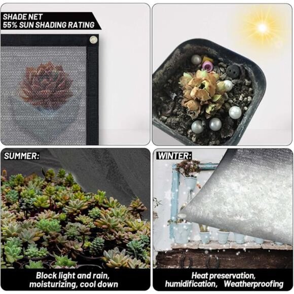 55%Sun Shade Cloth Mesh Tarp with Grommets for Plant Cover 6.5x10ft Patio Canopy - Picture 4 of 7